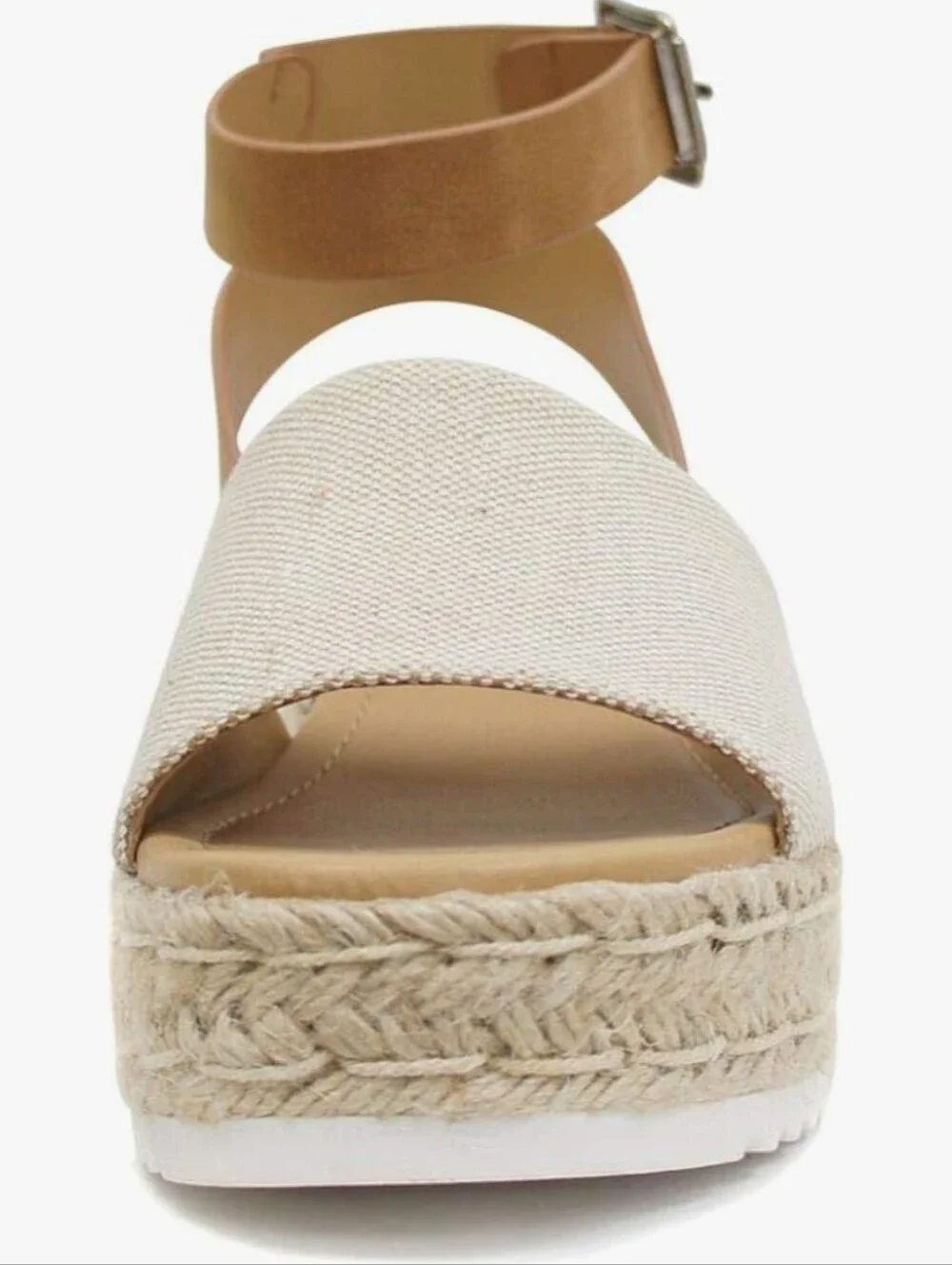 Soda Topic Open Toe Buckle Ankle Strap Espadrilles Flatform Wedge Casual Sandal